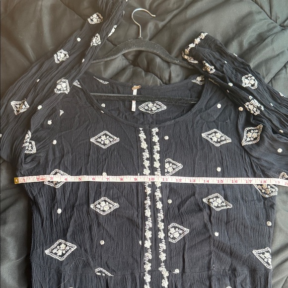 Free People M Black Maxi Dress with White Geometric & Floral Print - Picture 6 of 11